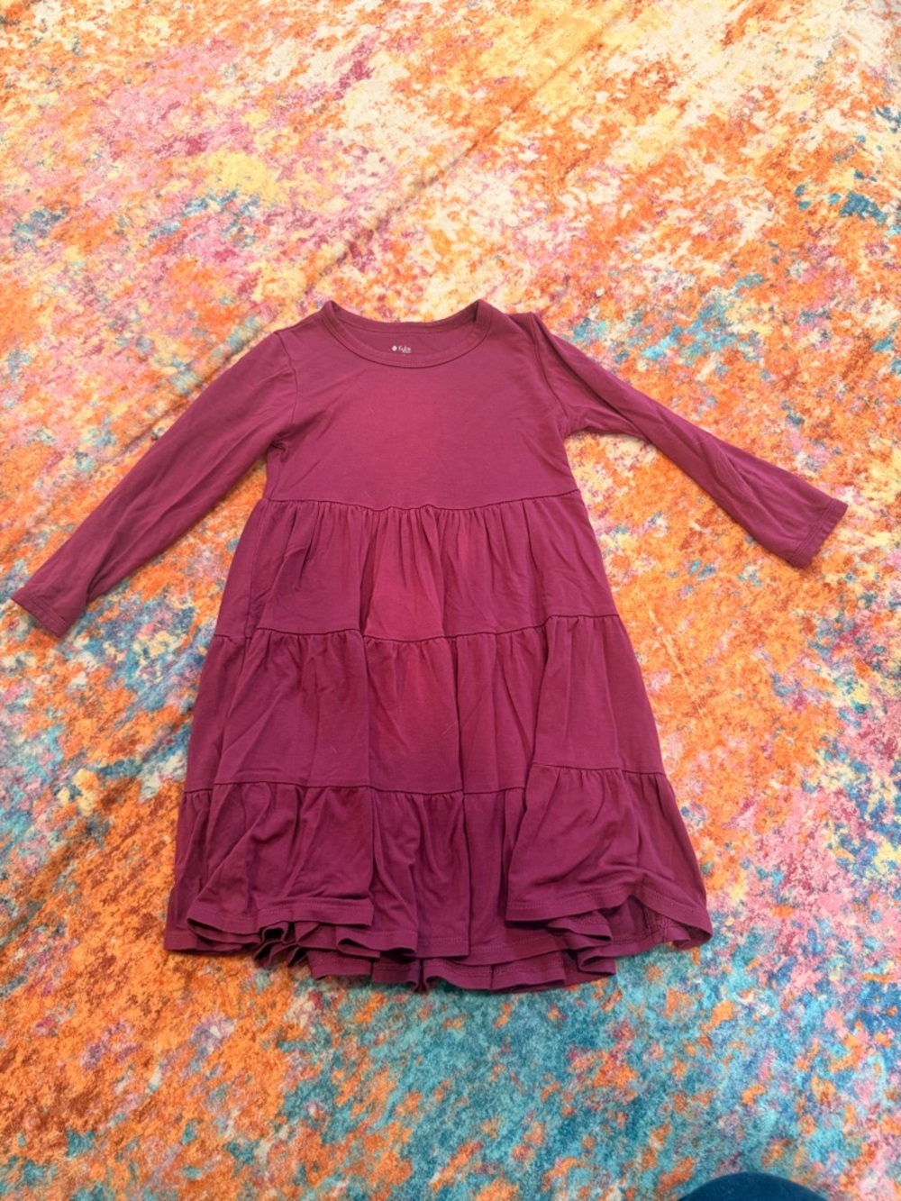 Kyte Baby Tiered Twirl Dress Mulberry Plum Bamboo Long Sleeve Dress 3T